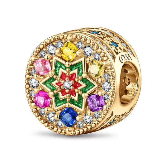 gona- Christmas Star Tarnish-resistant Silver Charms With Enamel In 14K Gold Plated