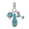 Summer Splendor Tarnish-resistant Silver Dangle Charms With Enamel In White Gold Plated