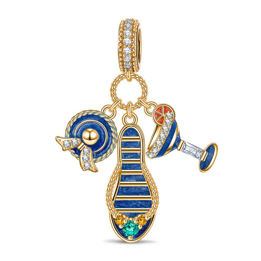 gona- Summer Splendor Tarnish-resistant Silver Dangle Charms With Enamel In 14K Gold Plated