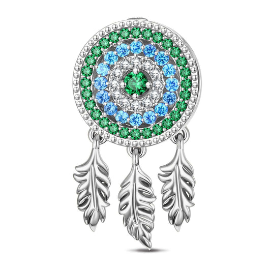 gona- Gorgeous Dreamcatcher Tarnish-resistant Silver Dangle Charms In White Gold Plated