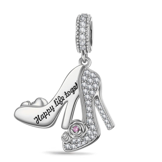 gona- Glamourous High Heels Tarnish-resistant Silver Dangle Charms In White Gold Plated