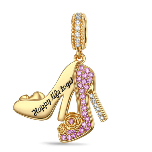 gona- Glamourous High Heels Tarnish-resistant Silver Dangle Charms In 14K Gold Plated