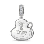 My Coffee Time Tarnish-resistant Silver Dangle Charms With Enamel In White Gold Plated