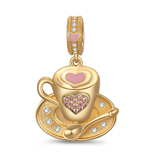 gona- My Coffee Time Tarnish-resistant Silver Dangle Charms With Enamel In 14K Gold Plated