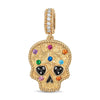 Heart-Eyed Skull Tarnish-resistant Silver Dangle Charms With Enamel In 14K Gold Plated