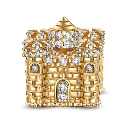 gona- Enigmatic Castle Tarnish-resistant Silver Charms In 14K Gold Plated