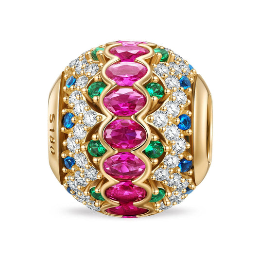 gona- Radiant Ruby Festivity Tarnish-resistant Silver Charms In 14K Gold Plated