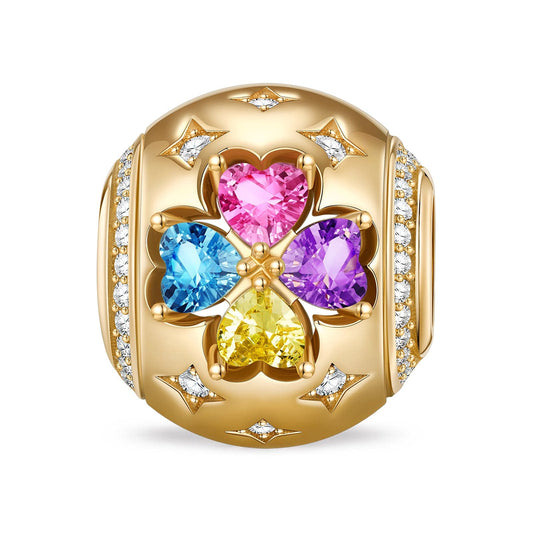 gona- Rainbow Clover Tarnish-resistant Silver Charms In 14K Gold Plated