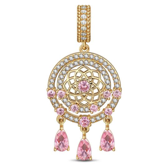 gona- Lotus Dreamcatcher Tarnish-resistant Silver Dangle Charms In 14K Gold Plated