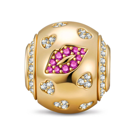 gona- Lipstick Kisses Tarnish-resistant Silver Charms In 14K Gold Plated