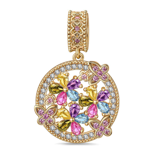 gona- Floral Whirl Tarnish-resistant Silver Dangle Charms In 14K Gold Plated