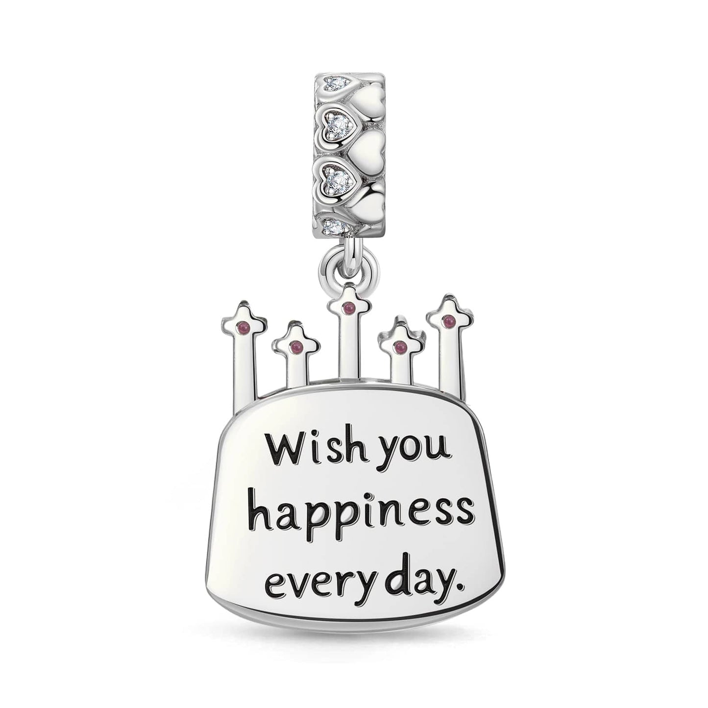 Cake Celebration Tarnish-resistant Silver Dangle Charms In White Gold Plated