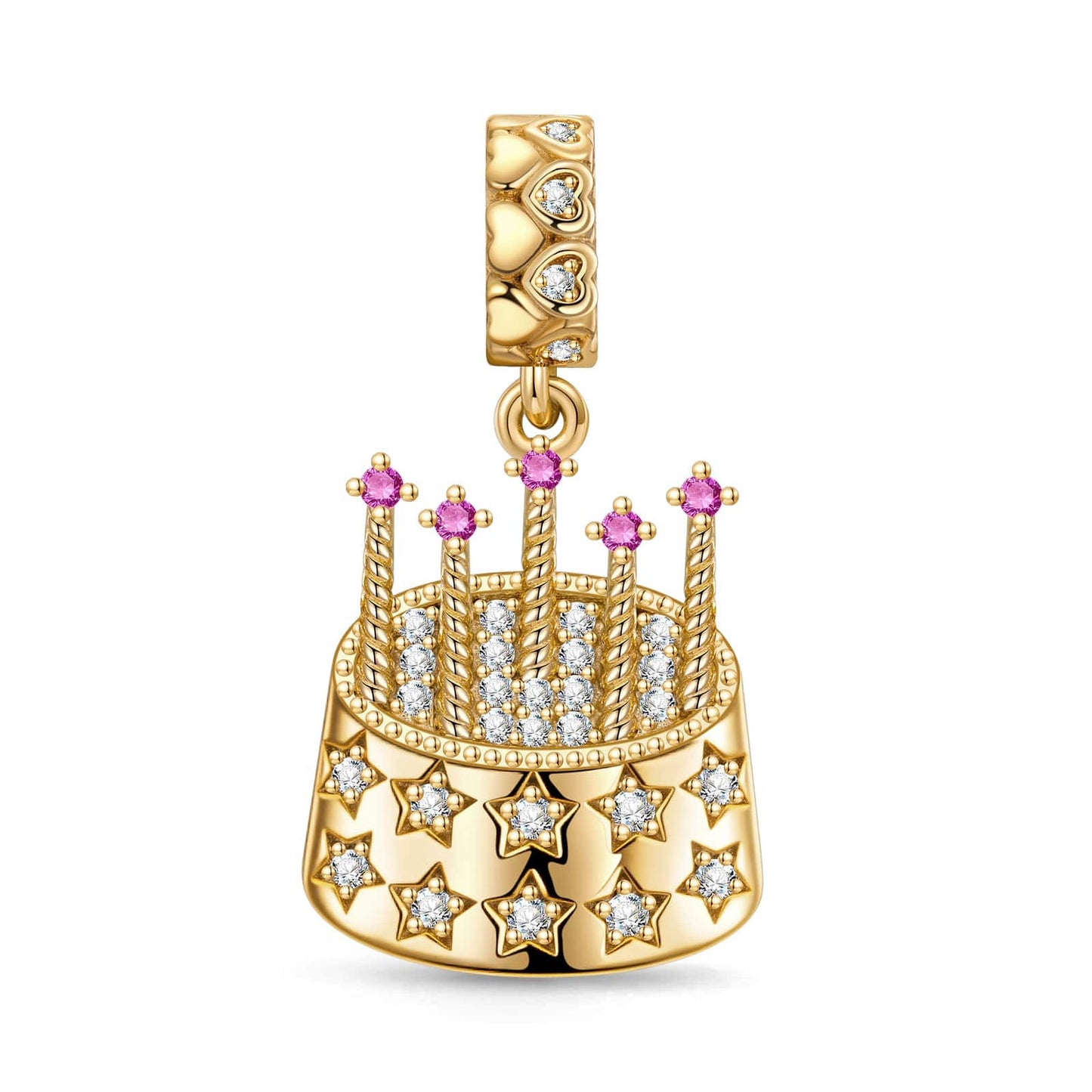 Cake Celebration Tarnish-resistant Silver Dangle Charms In 14K Gold Plated