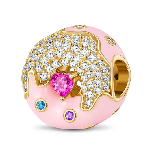 gona- Blissful Donut Tarnish-resistant Silver Charms With Enamel In 14K Gold Plated