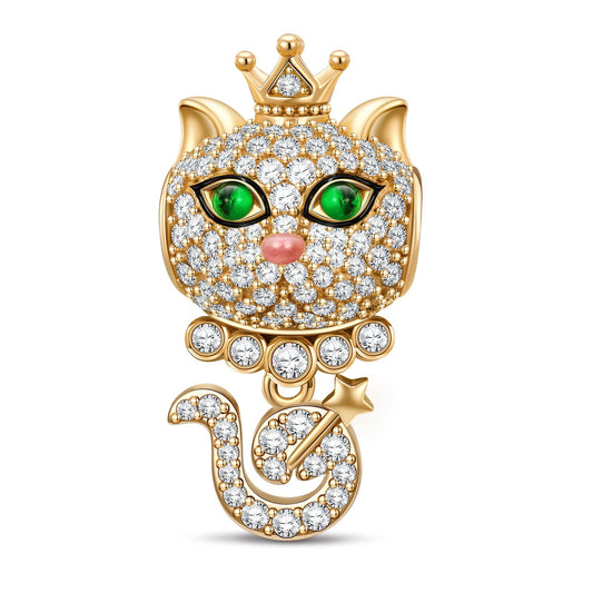 gona- Sovereign Feline Tarnish-resistant Silver Dangle Charms In 14K Gold Plated