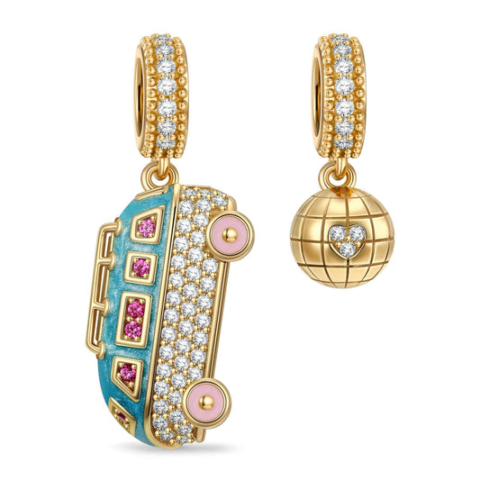 gona- Dreamliner Bus Tarnish-resistant Silver Dangle Charms In 14K Gold Plated