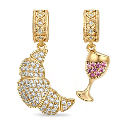 gona- Tranquil Tea Time Tarnish-resistant Silver Dangle Charms In 14K Gold Plated
