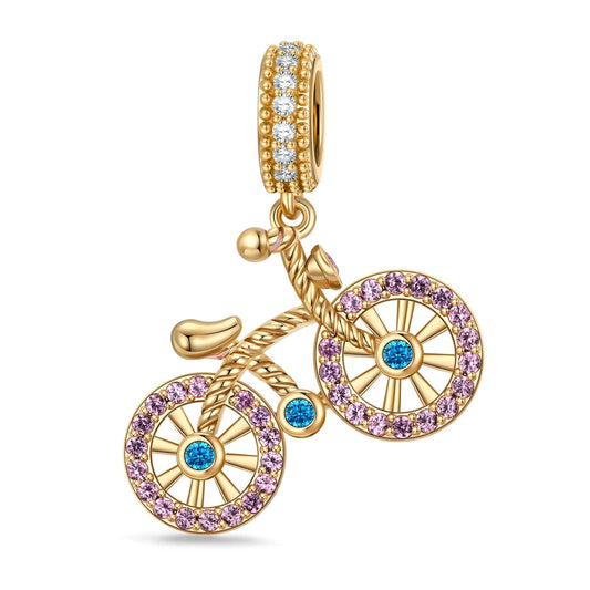 gona- Bicycle Wanderlust Tarnish-resistant Silver Dangle Charms In 14K Gold Plated