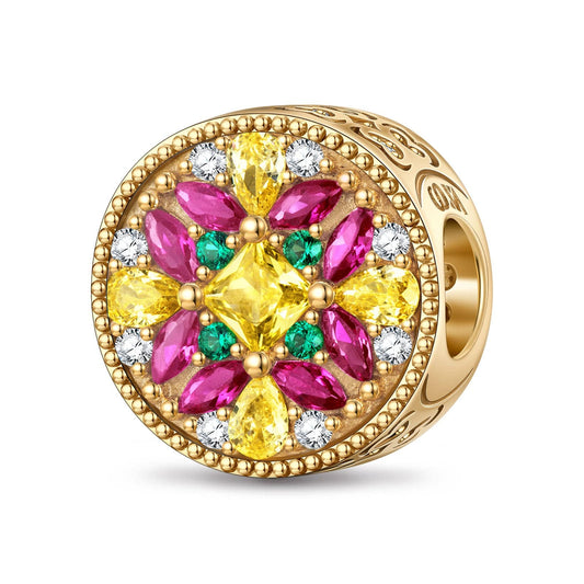 gona- Dazzling Blooms Tarnish-resistant Silver Charms In 14K Gold Plated