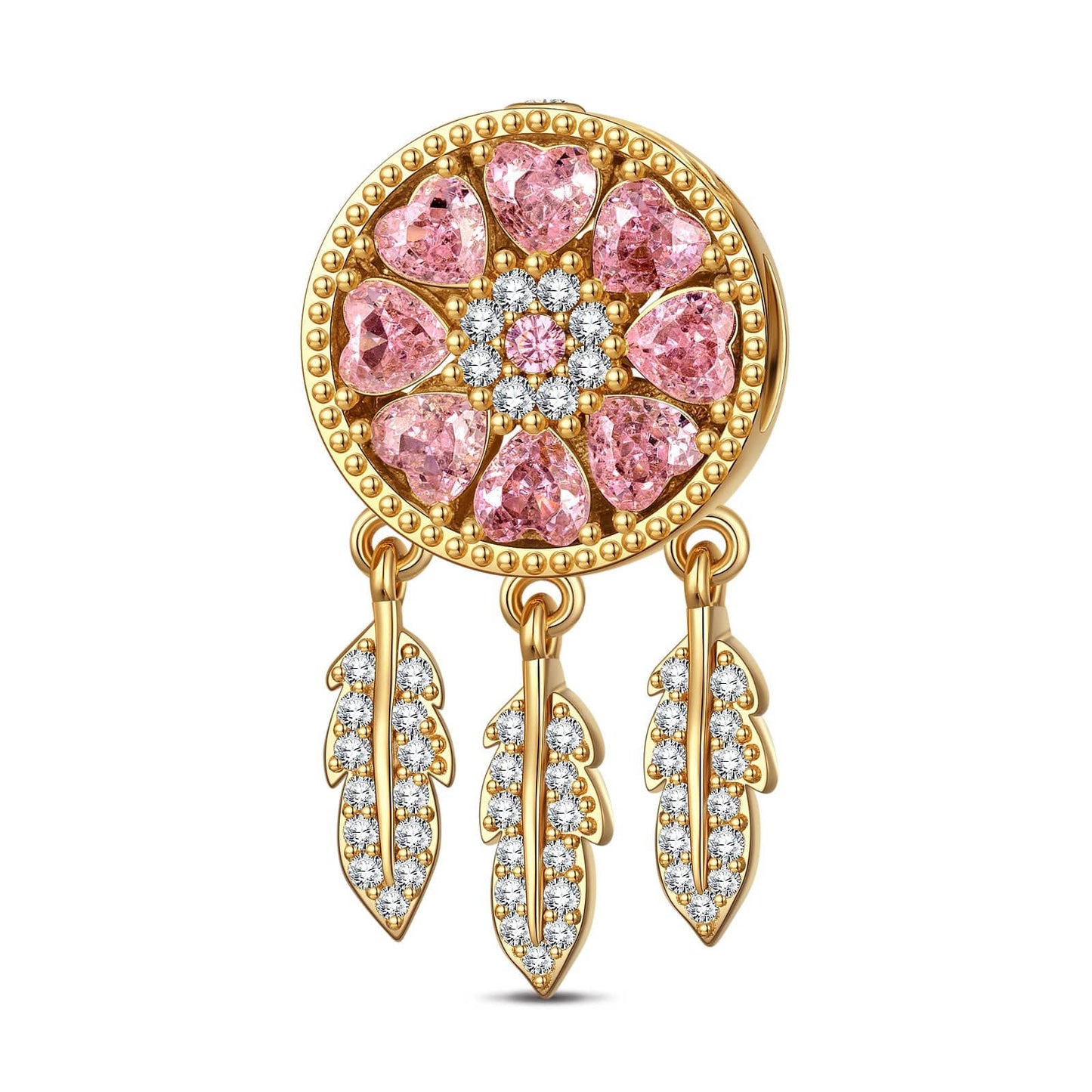 Dewdrop DreamcatcherTarnish-resistant Silver Dangle Charms In 14K Gold Plated