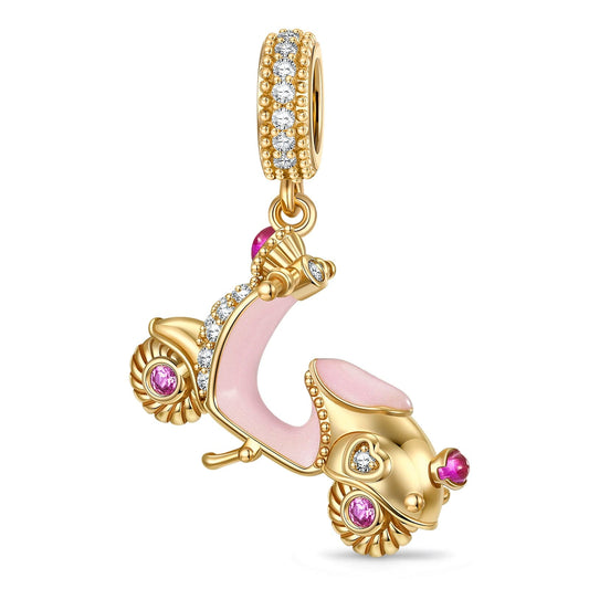 gona- Electromobile Wanderings Tarnish-resistant Silver Dangle Charms With Enamel In 14K Gold Plated