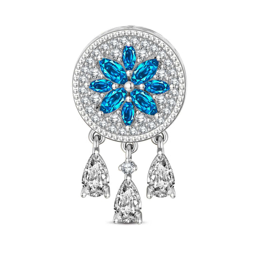 gona- Dewdrop Dreamcatcher Tarnish-resistant Silver Dangle Charms In White Gold Plated