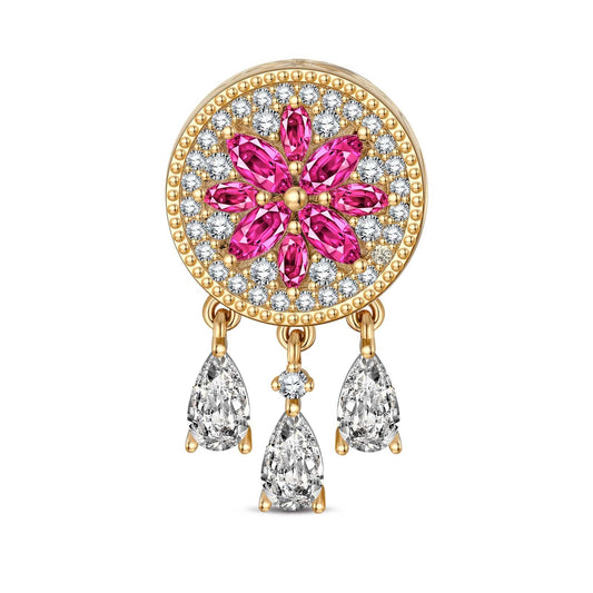 gona- Dewdrop Dreamcatcher Tarnish-resistant Silver Dangle Charms In 14K Gold Plated