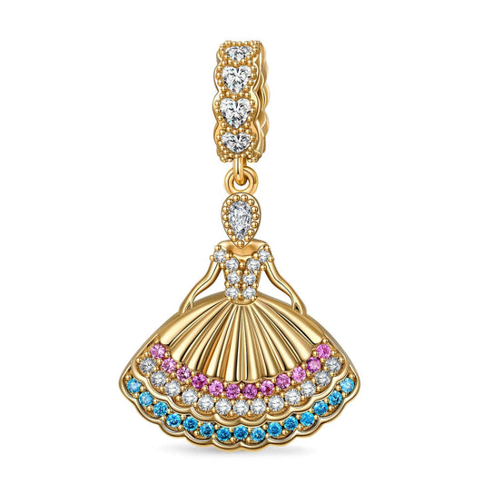 gona- Waltz of Elegance Tarnish-resistant Silver Dangle Charms In 14K Gold Plated