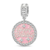 Pink Birthday Wishes Tarnish-resistant Silver Dangle Charms In White Gold Plated