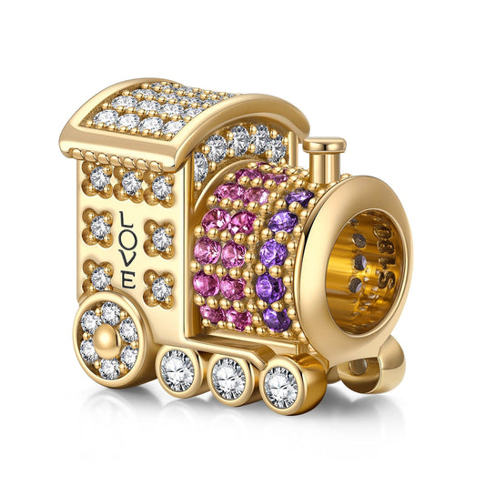 gona- Roaming Train Tarnish-resistant Silver Charms In 14K Gold Plated