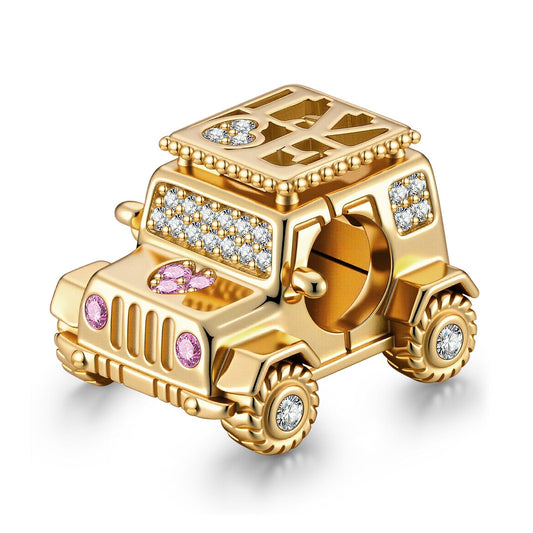 gona- Adventurous Jeep Tarnish-resistant Silver Charms In 14K Gold Plated