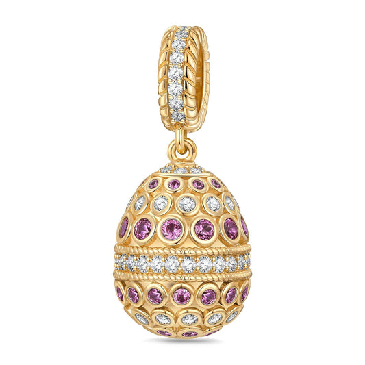 gona- Renewal Bloom Tarnish-resistant Silver Easter Egg Dangle Charms In 14K Gold Plated