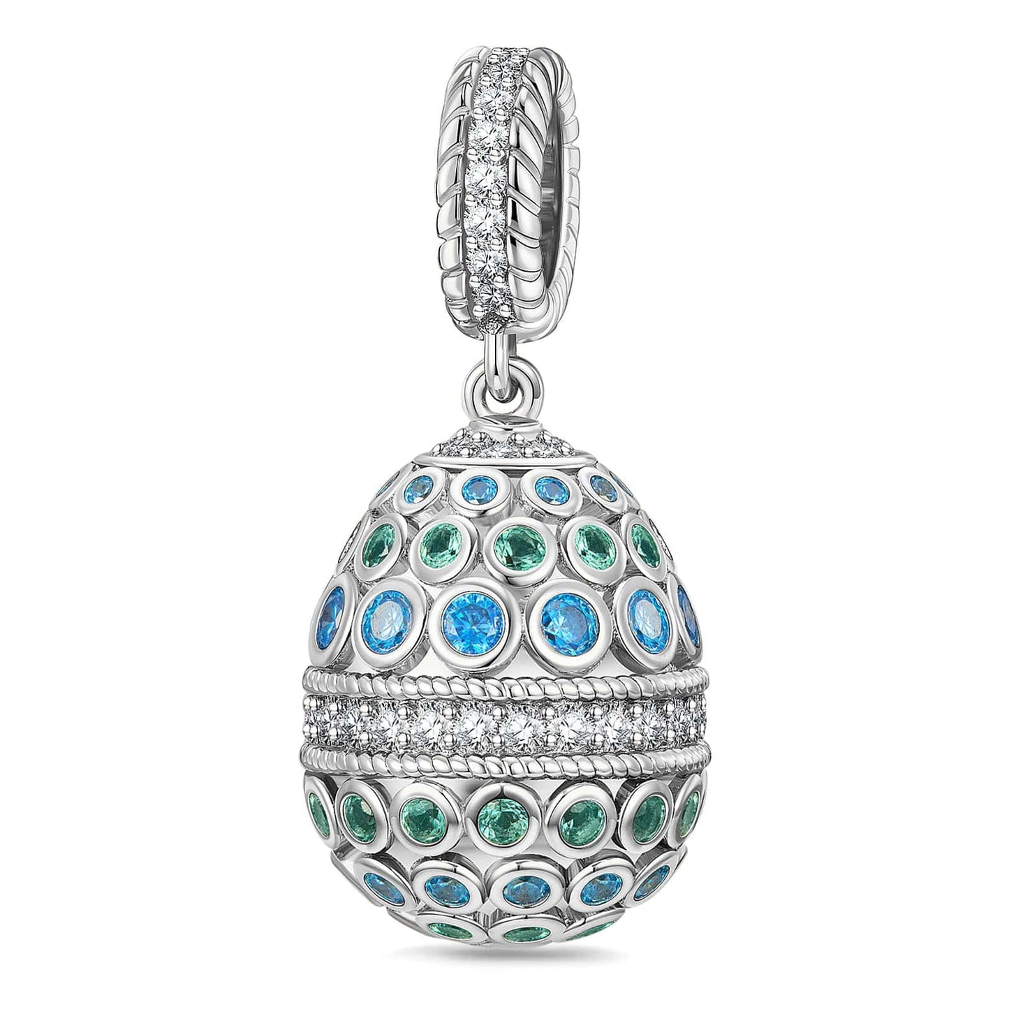 Life's Revival Tarnish-resistant Silver Easter Egg Dangle Charms In White Gold Plated