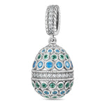 Life's Revival Tarnish-resistant Silver Easter Egg Dangle Charms In White Gold Plated