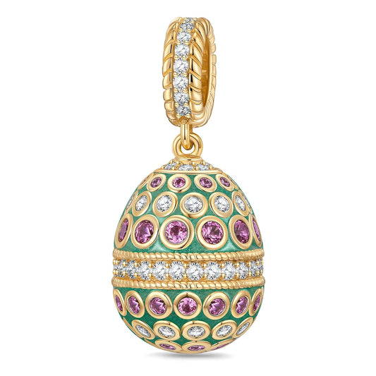 gona- Renewal Bloom Tarnish-resistant Silver Easter Egg Dangle Charms With Enamel In 14K Gold Plated