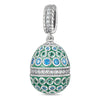 Spring Pulse Tarnish-resistant Silver Easter Egg Dangle Charms With Enamel In White Gold Plated