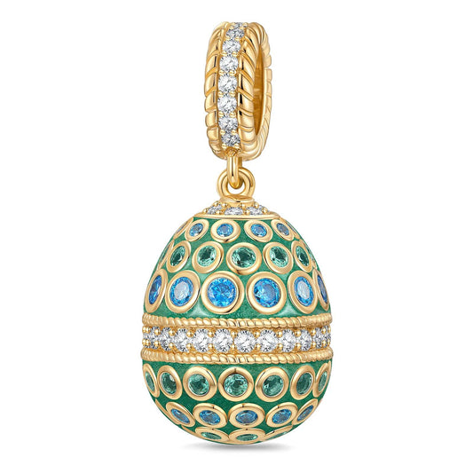 gona- Spring Pulse Tarnish-resistant Silver Easter Egg Dangle Charms With Enamel In 14K Gold Plated