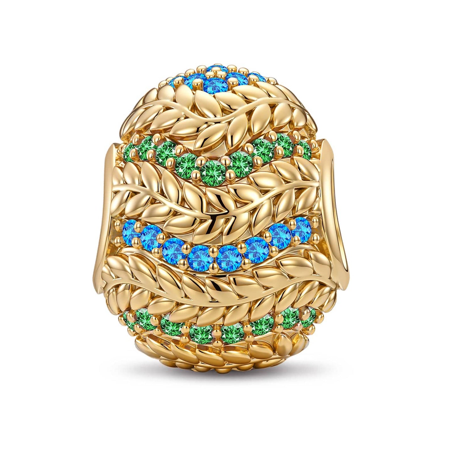 Meadow in Full Bloom Tarnish-resistant Silver Easter Egg Charms In 14K Gold Plated