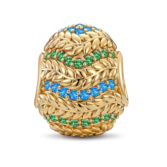 gona- Meadow in Full Bloom Tarnish-resistant Silver Easter Egg Charms In 14K Gold Plated