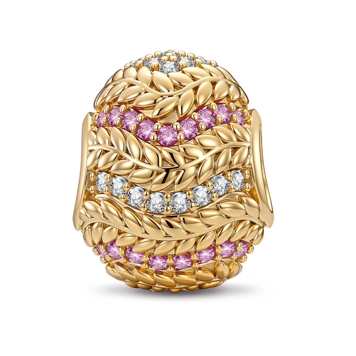 Meadow in Full Bloom Tarnish-resistant Silver Easter Egg Charms In 14K Gold Plated