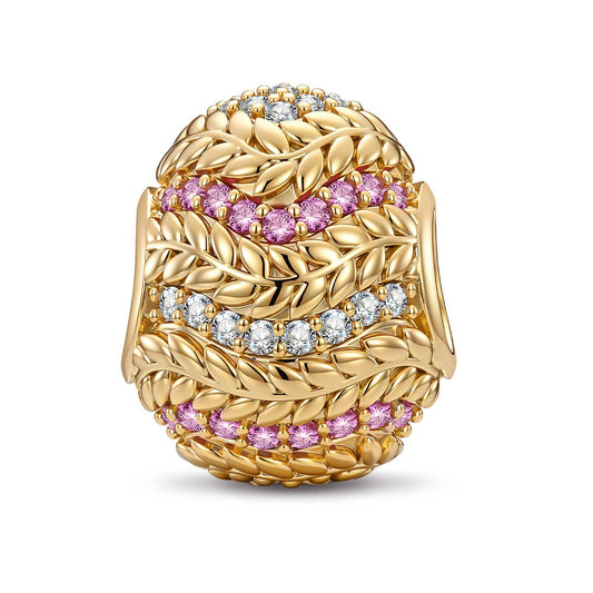 gona- Meadow in Full Bloom Tarnish-resistant Silver Easter Egg Charms In 14K Gold Plated