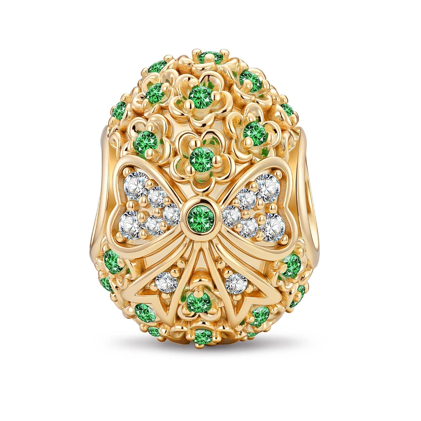 Blossom of Renewal Tarnish-resistant Silver Easter Egg Charms In 14K Gold Plated