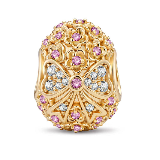 gona- Blossom of Renewal Tarnish-resistant Silver Easter Egg Charms In 14K Gold Plated