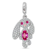 Long-Eared Bunny Tarnish-resistant Silver Dangle Charms In White Gold Plated