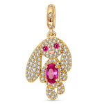 Long-Eared Bunny Tarnish-resistant Silver Dangle Charms In 14K Gold Plated