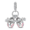 Adorable Baby Shoes Tarnish-resistant Silver Dangle Charms With Enamel In White Gold Plated