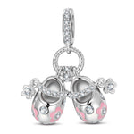 Adorable Baby Shoes Tarnish-resistant Silver Dangle Charms With Enamel In White Gold Plated