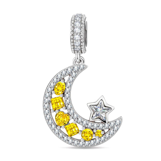 gona- Brilliant Moon Tarnish-resistant Silver Dangle Charms In White Gold Plated
