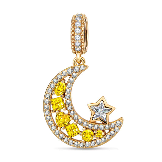 gona- Brilliant Moon Tarnish-resistant Silver Dangle Charms In 14K Gold Plated