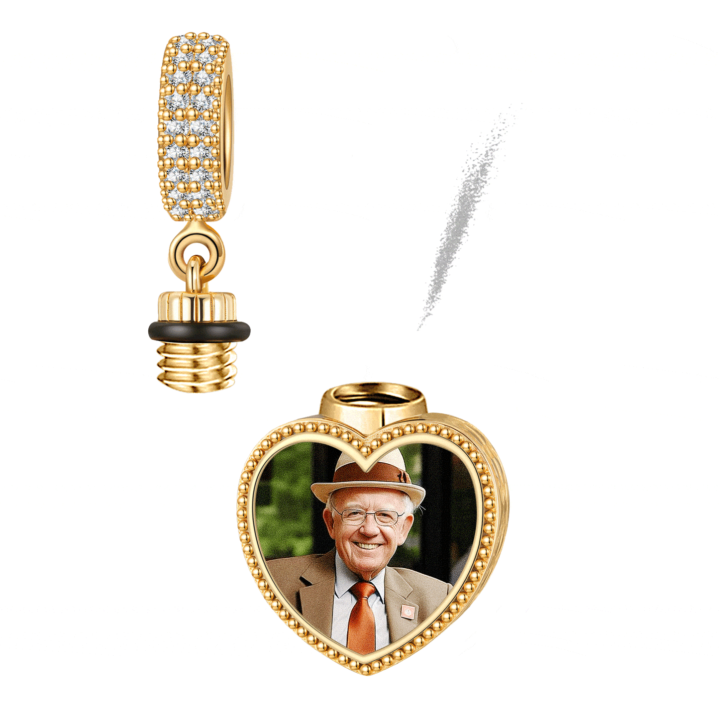 Heart Memorial Urn Ashes Photo Pendant Tarnish-resistant Silver Dangle Charms In 14K Gold Plated